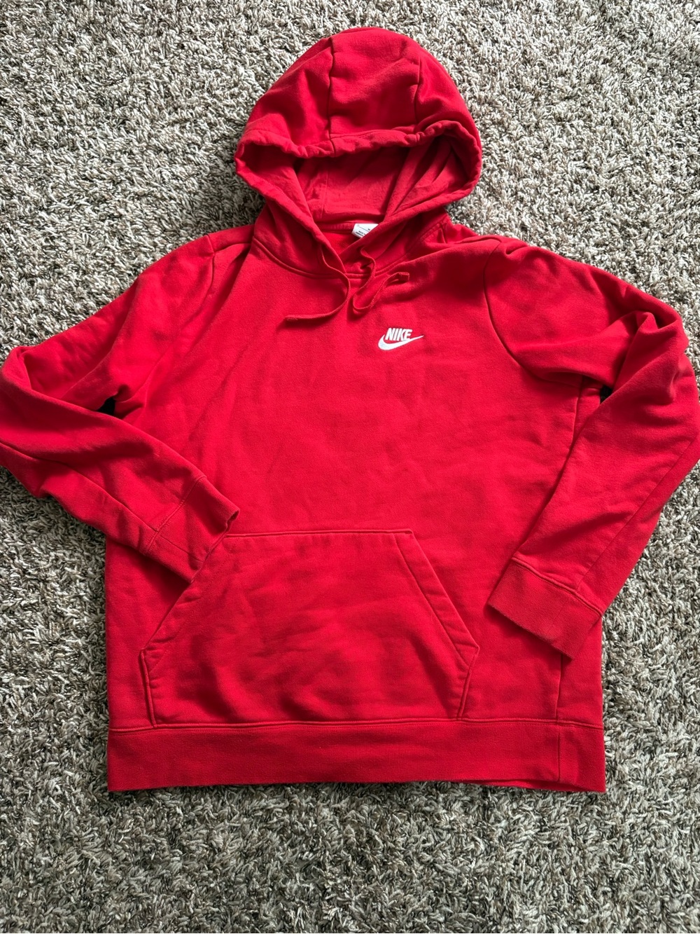 Nike Red Pullover Hoodie with White Swoosh